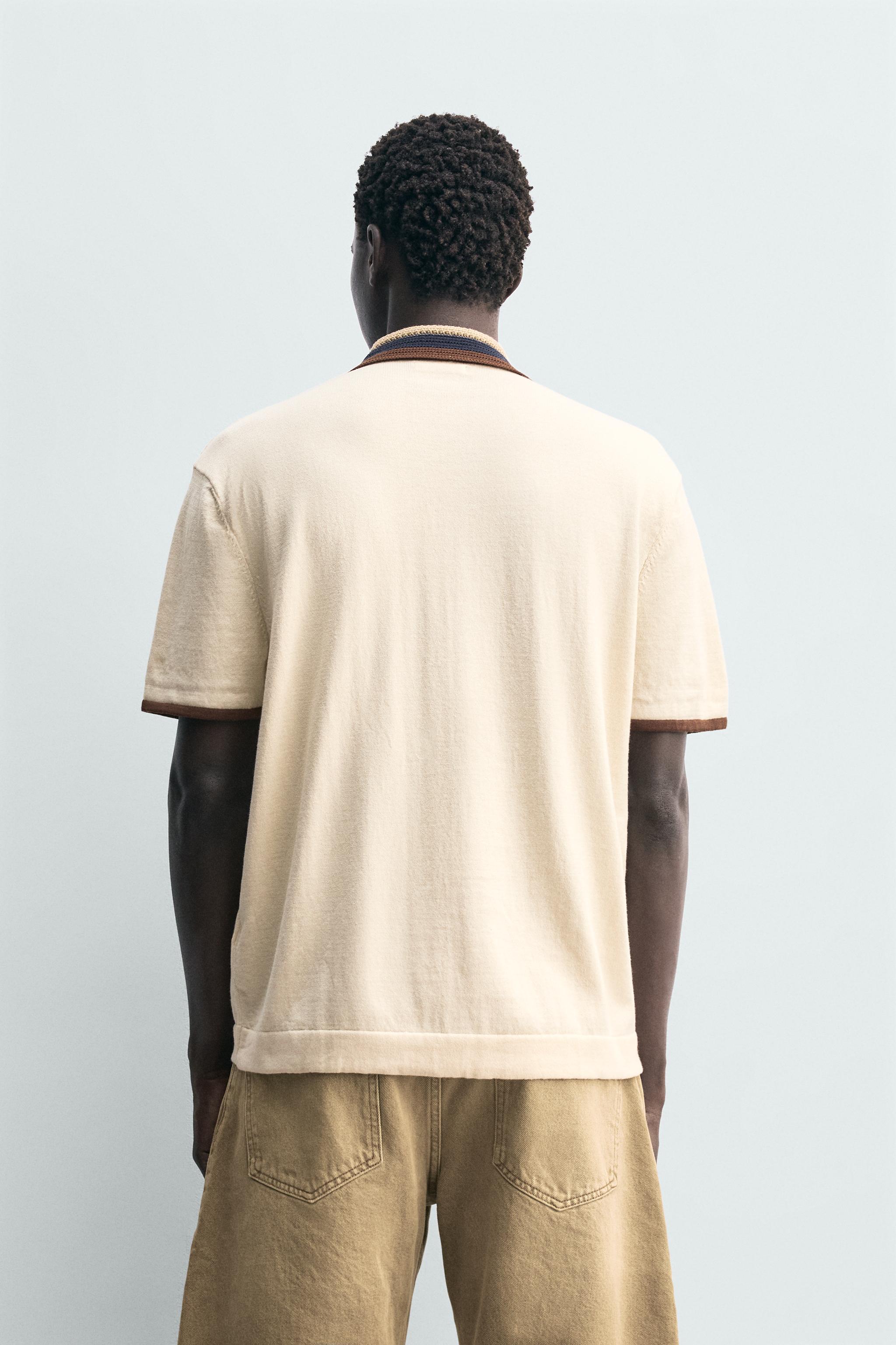 CONTRAST KNIT SHIRT